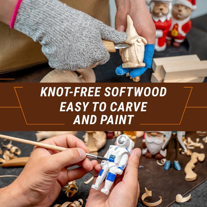 BeaverCraft Basswood Carving Blocks Set BW 10 PCS Wood Carving Kit - Whittling Wood - Soft Basswood Block for Crafts - Large Unfinished Wooden Blocks 2PCS 1.98" Ñ… 5.95" 8PCS 1.02" Ñ… 5.95" - Image 5